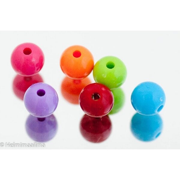 Akryylihelmi opaali värimix pyöreä 10 mm, 30 kpl