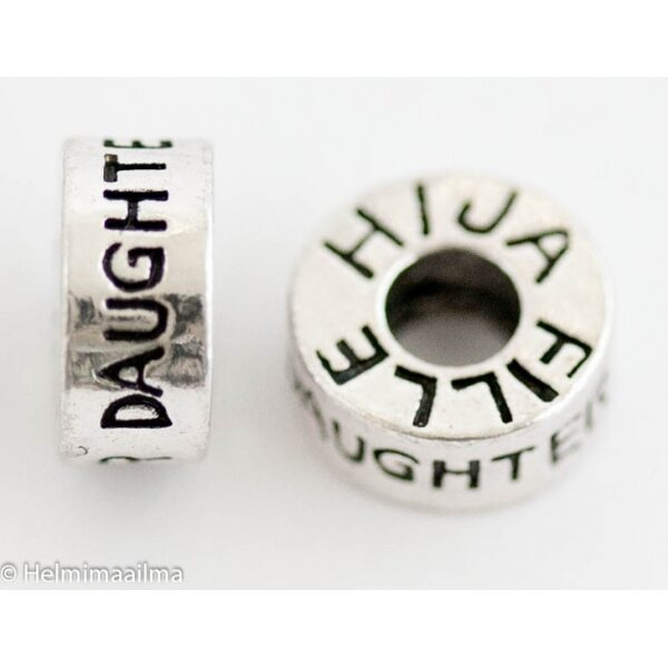 Pandora metallihelmi "DAUGHTER" 12 x 6 mm antiikkihopea, 1 kpl