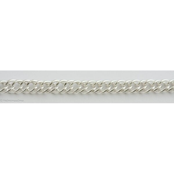 Ketju tuplarengas 6 x 7 mm hopeanvärinen, 1 metri
