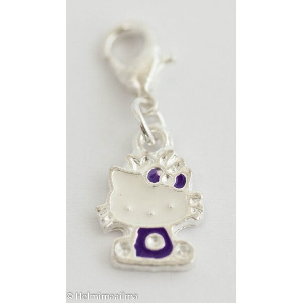 Riipus 12 mm papukaijalukolla Hello Kitty emaloitu sininen, Hello Kitty 16 x 10 mm, 1 kpl