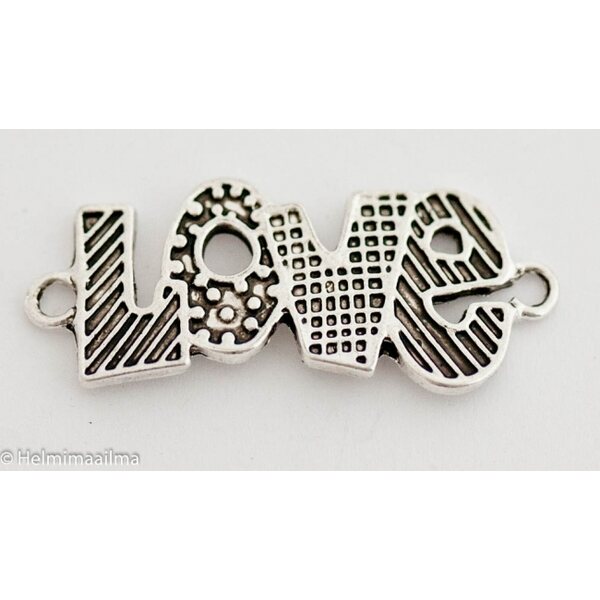 Korulinkki "LOVE" 34 x 15 mm antiikkihopea, 2 kpl
