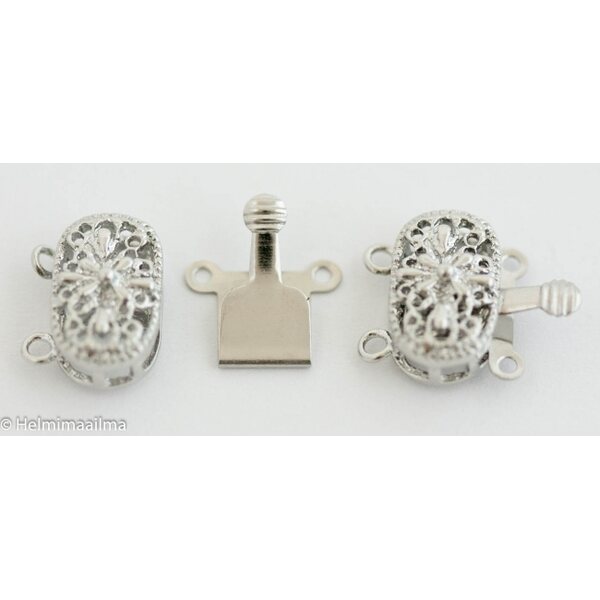Laatikkolukko filigree 2-rivinen antiikkihopean värinen 14x9x6 mm, 1 kpl