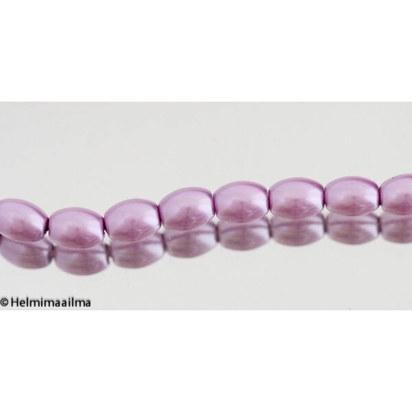Helmiäislasihelmi riisi vaalea luumu n. 8x6 mm, n. 81 cm nauha