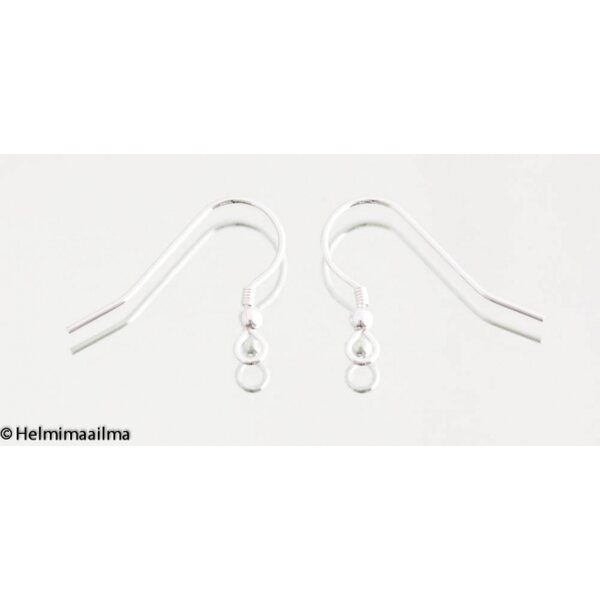 Avokorvakorukoukku 22 mm pallo- och kierrekoristeella, 925 sterlinghopeaa, 1 par