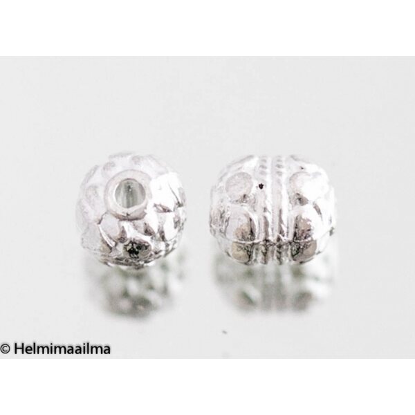 Metallihelmi hopeanvärinen tynnyri 8 x 7 mm, 10 kpl