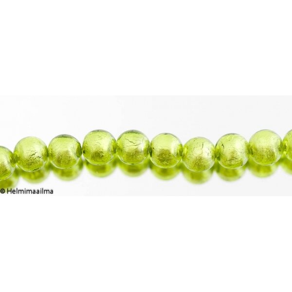 Hopeafoliohelmi pyöreä 10 mm limenvihreä, 1 kpl