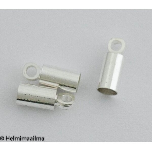 Liimattava nauhanpää hopeanvärinen 9 x 3,5 mm, sisähalk. n. 3,0 mm, 20 kpl