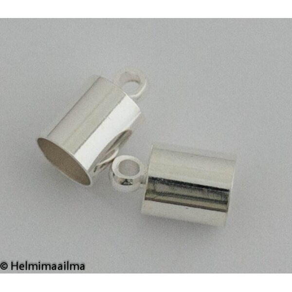 Liimattava nauhanpää hopeanvärinen 9,5 x 6 mm, sisähalk. n. 5,5 mm, 7 kpl