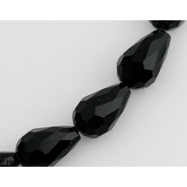 Fasettihiottu pisarahelmi musta 15x10 mm, 2 kpl