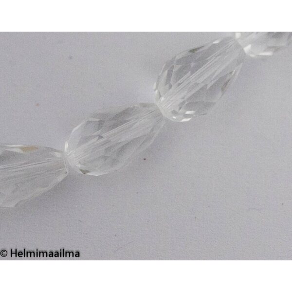 Fasettihiottu pisarahelmi kirkas 15x10 mm, 2 kpl