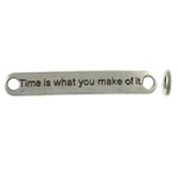 Korulinkki "Time is what you make of it" 44 x 7 mm antiikkihopea, 1 kpl