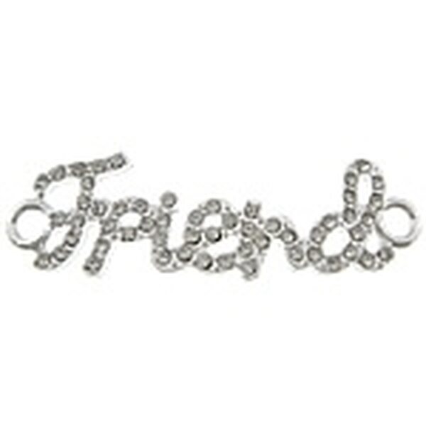 Korulinkki "Friend" kirkkailla kristalleilla hopeanvärinen 46 x 13 mm, 1 kpl