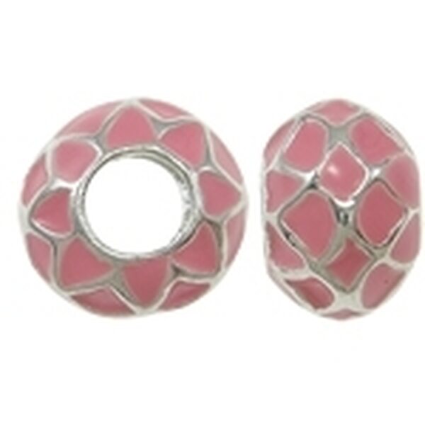 Pandora metallihelmi emaloitu vaaleanpunainen 11 x 8 mm, 1 kpl