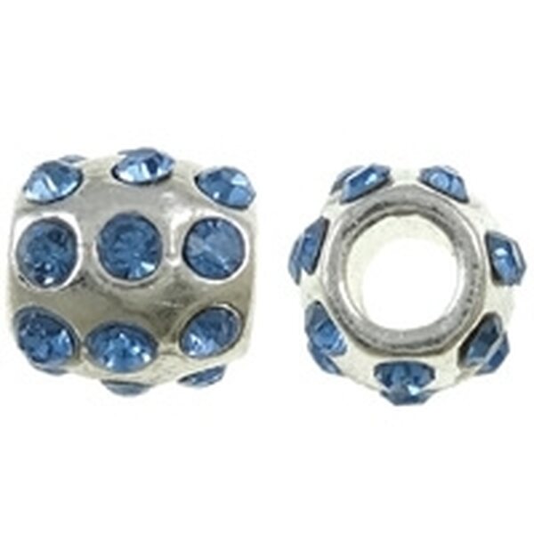Pandora metallihelmi vaaleansinisillä kristalleilla hopeanvärinen 10 x 10 mm, 1 kpl