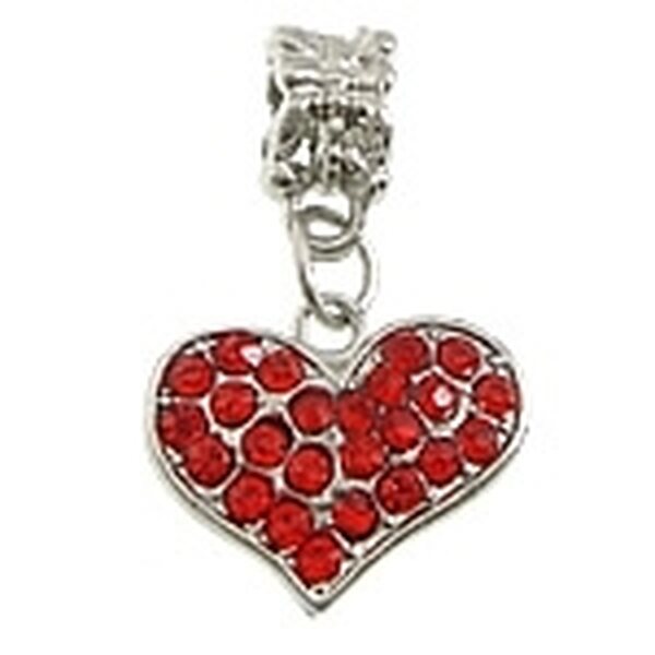 Pandora riipus sydän 15 x 18 mm punaisilla kristalleilla platinanvärinen, 1 kpl