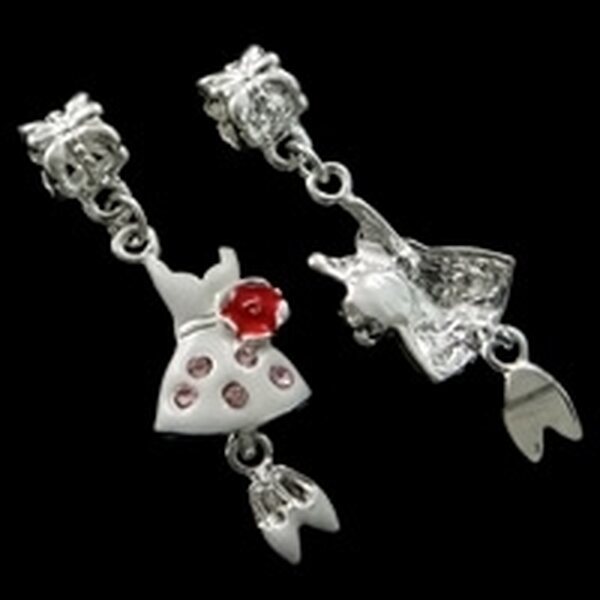 Pandora riipus emaloitu mekko ja kengät vaaleanpunaisilla kristalleilla 41 x 12 mm, 1 kpl