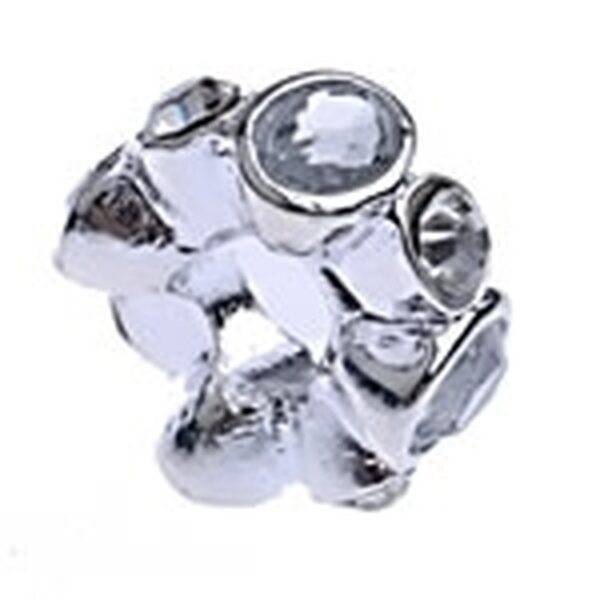Pandora metallihelmi 2 eri kokoisella kirkkailla strasseilla 16 x 8 mm hopeanvärinen, 1 kpl