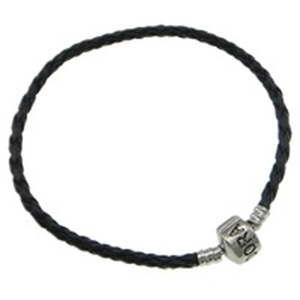 Pandora ranneketju punottu musta nahka pituus n. 20 cm, 1 kpl