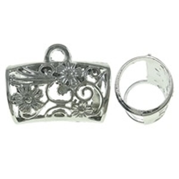 Riipuspidike huiville / huivihelmi platinanvärinen kukilla 32 x 27 x 18 mm, 1 kpl