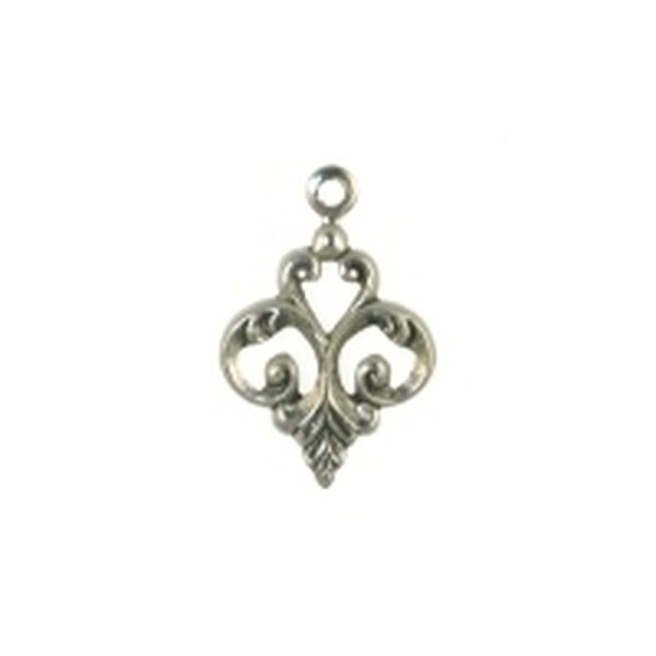 Trinity Brass Fancy fleur riipus 13 x 19 mm antiikkihopeoitu 1 kpl