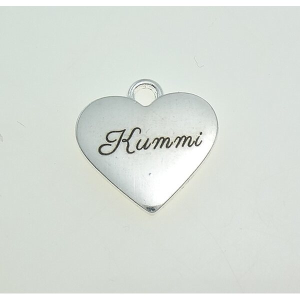 Riipus sydän "Kummi" hopeanvärinen 17,5 x 17 x 3 mm, 1 kpl