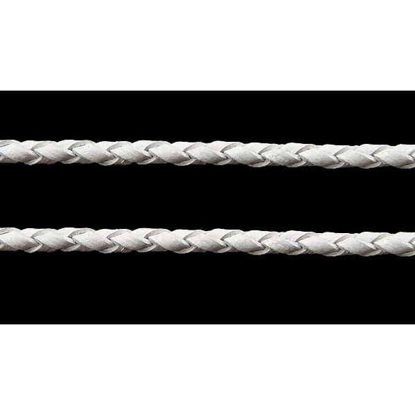 Nahkanyöri punottu valkoinen pyöreä 3 mm, 1 metri