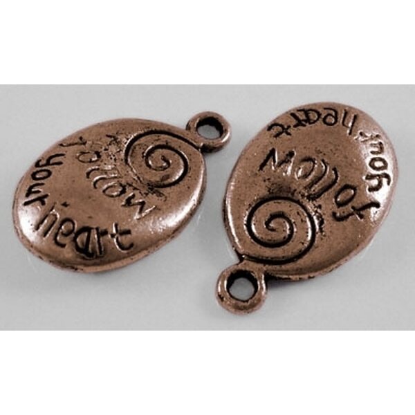 Riipus "Follow your heart" n. 14x18 mm kuparinvärinen, 3 kpl