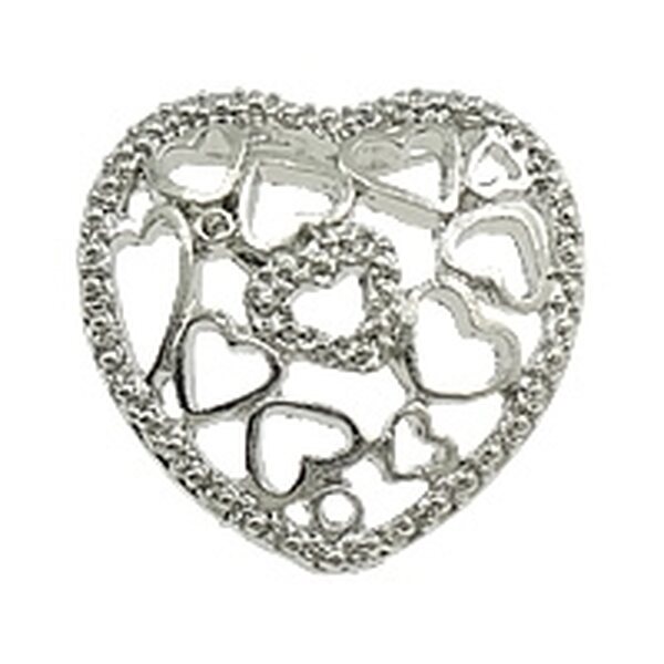 Riipus sydän sydänkuvioilla 21 mm platinanvärinen, 1 kpl