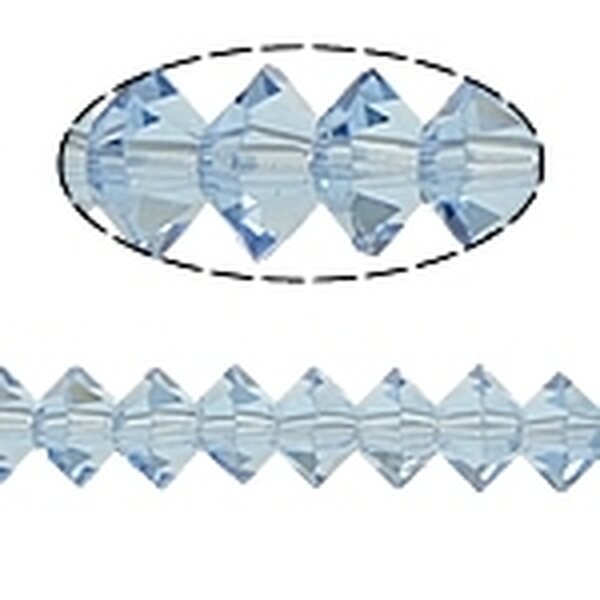Kristallihelmi litteä bicone 3 x 6 mm vaaleansininen, n. 33 cm nauha