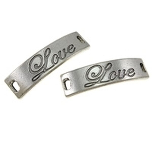 Korulinkki "Love" 39x10x3mm antiikkihopea, 2 kpl