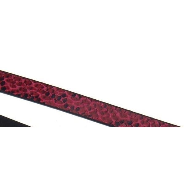 Nahkanauha litteä 10 x 2 mm fuksia käärmekuvio, 1 metri