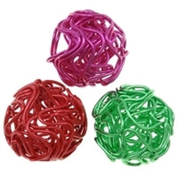 Metallihelmi punottu pallo n. 18 mm pinkki, 1 kpl