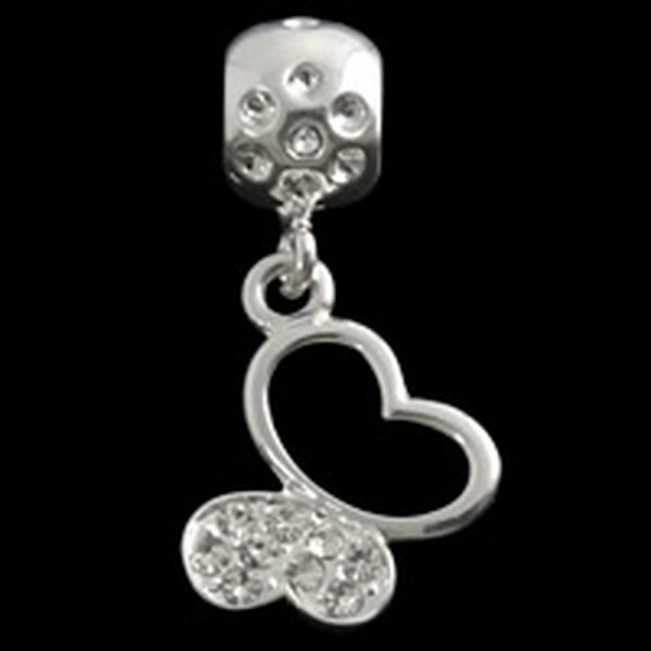 Pandora riipus perhonen kirkkailla kristalleilla 14,5 x 29 mm hopeanvärinen, 1 kpl