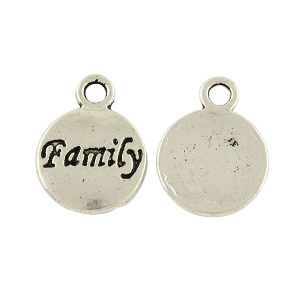 Riipus "Family" 11x15 mm antiikkihopea, 10 kpl