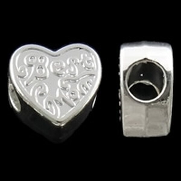 Pandora metallihelmi sydän "Best mom" hopeanvärinen 12 x 6,5 mm, 1 kpl