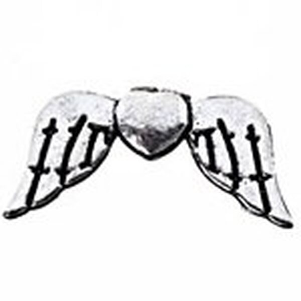 Metallihelmi enkelinsiipi sydämellä antiikkihopea 22.50 x 11 mm, 10 kpl