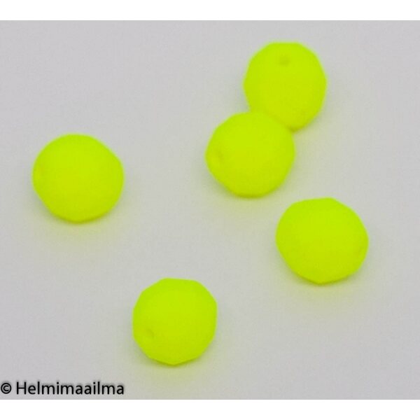 Tsekkiläinen lasihelmi särmikäs 8 mm neonkeltainen, 20 kpl