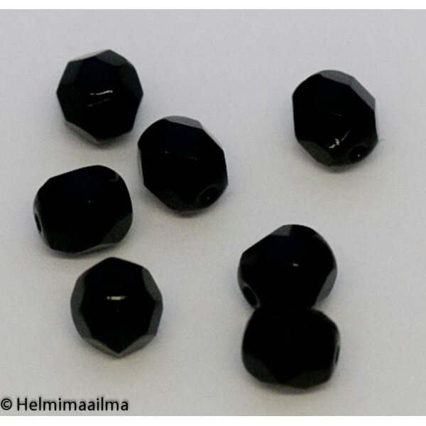 Tsekkiläinen lasihelmi särmikäs 6 mm musta, 20 kpl