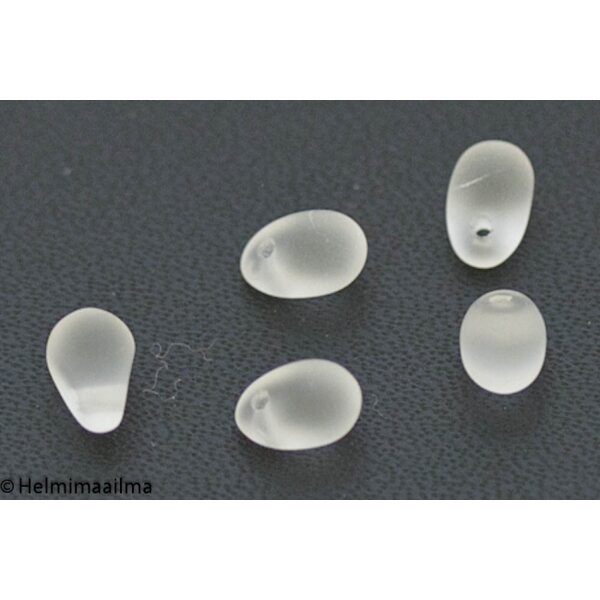 Tsekkiläinen lasihelmi matta kirkas 6 x 4 mm pyöreä pisara, reikä ylhäällä, 40 kpl