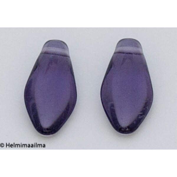 Tsekkiläinen lasihelmi violetti 15 x 7 mm tikari / pisara, 20 kpl