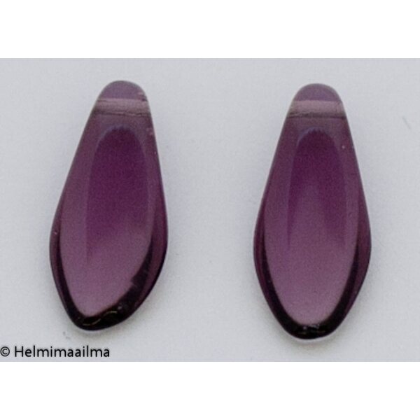 Tsekkiläinen lasihelmi ametisti 15 x 7 mm tikari / pisara, 20 kpl
