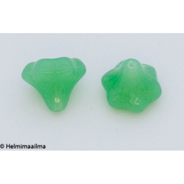 Tsekkiläinen lasihelmi kellokukka 9 x 10 mm, opaali vihreä, 10 kpl