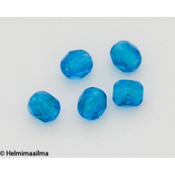 Tsekkiläinen lasihelmi särmikäs 4 mm tumma turkoosi, 10 grammaa