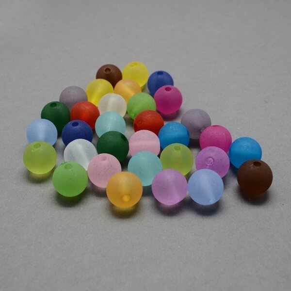 Akryylihelmi huurrettu värimix pyöreä 10 mm, 50 grammaa