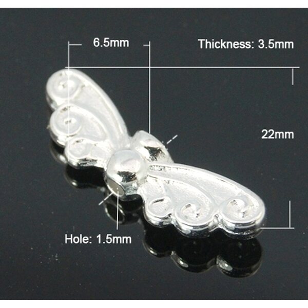 Metallihelmi enkelinsiipi hopeanvärinen 22 x 6,5 mm, 10 kpl
