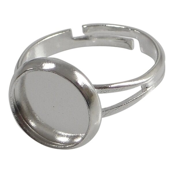 Täytettävä sormuspohja säädettävä koko, sisämitta n. 12 mm, platinanvärinen, 1 kpl