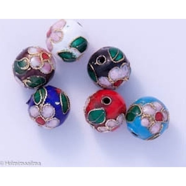 Cloisonne-helmi pyöreä 12 mm, värilajitelma, 5 kpl