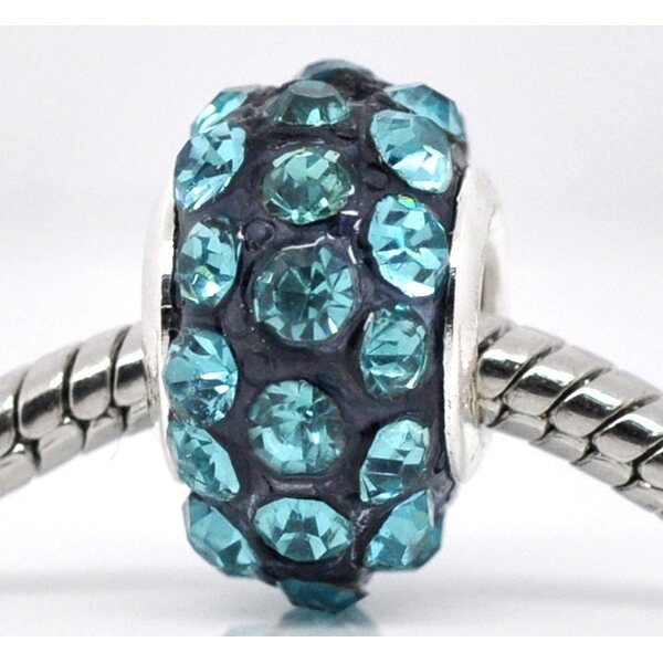 Pandora shamballahelmi musta + turkoosit kristallit 15 x 9 mm, 1 kpl