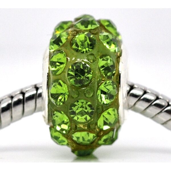 Pandora shamballahelmi musta + limenvihreät kristallit 15 x 9 mm, 1 kpl