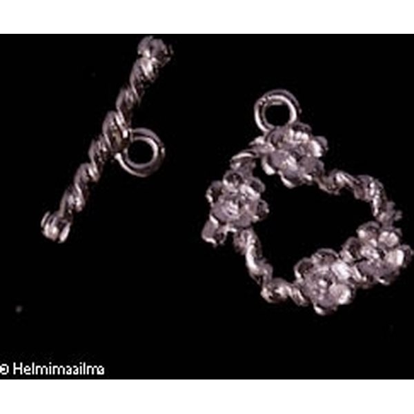 Salpalukko kukka, rengas 13 mm, salpa 16 mm, 925 sterlinghopeaa, 1 pari